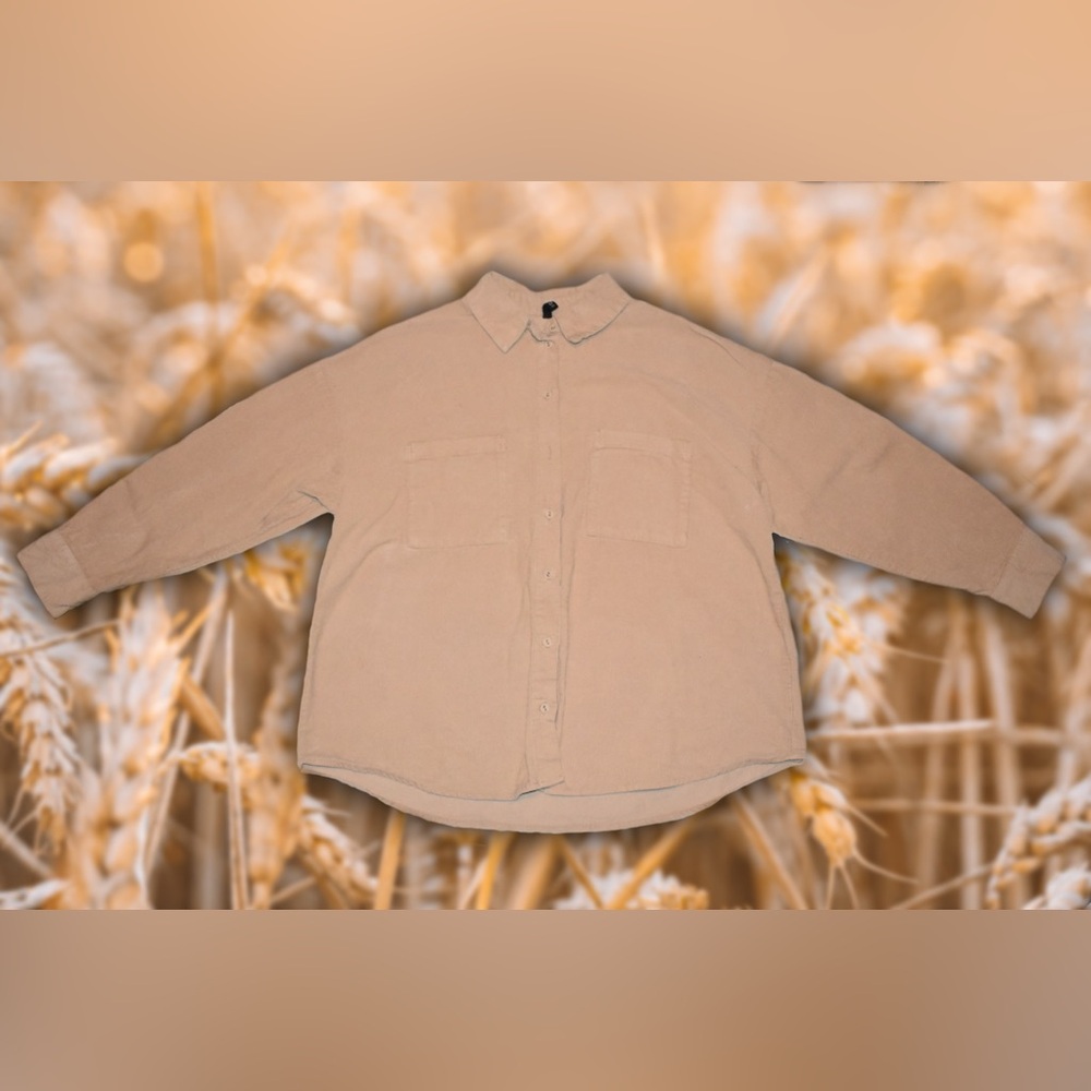 H&M Divided Tan Button-Down Sz S